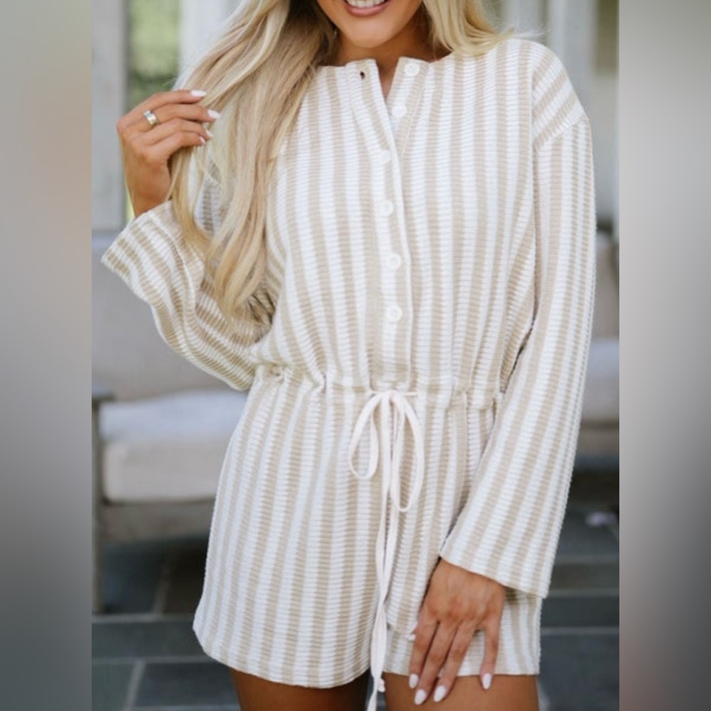 Knit drawstring romper